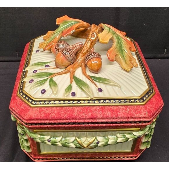 Vintage Fitz & Floyd Classics Equestrian Collection Octagon Box w Lid Fall Decor - Picture 3 of 11